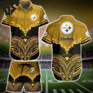 Pittsburgh Steelers Tribal Majesty Hawaiian Shirt Pittsburgh Steelers Tribal Majesty Hawaiian Shirt