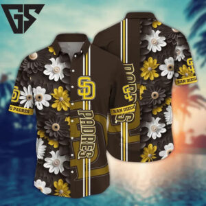 San Diego Padres Floral Fusion Hawaiian Shirt San Diego Padres Floral Fusion Hawaiian Shirt