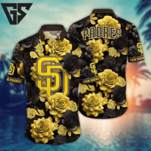San Diego Padres Golden Rose Hawaiian Shirt San Diego Padres Golden Rose Hawaiian Shirt