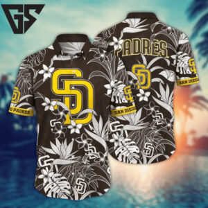 San Diego Padres Monochrome Oasis Hawaiian Shirt San Diego Padres Monochrome Oasis Hawaiian Shirt