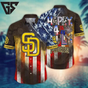 San Diego Padres Stars & Stripes Celebration Hawaiian Shirt San Diego Padres Stars & Stripes Celebration Hawaiian Shirt