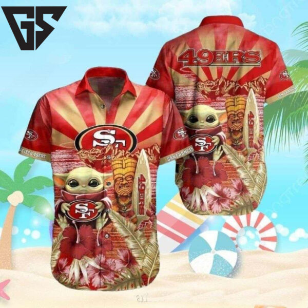San Francisco 49ers Baby Yoda Tiki Totem Hawaiian Shirt