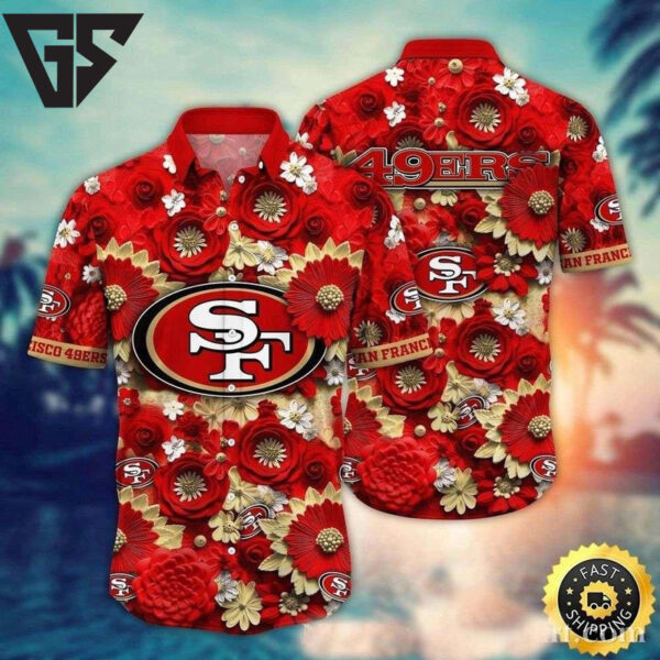 San Francisco 49ers Bold Bloom Hawaiian Shirt