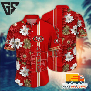 San Francisco 49ers Floral Pride Hawaiian Shirt San Francisco 49ers Floral Pride Hawaiian Shirt