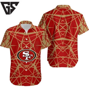 San Francisco 49ers Geometric Grid Hawaiian Shirt San Francisco 49ers Geometric Grid Hawaiian Shirt