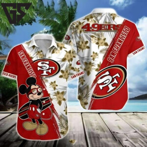 San Francisco 49ers Mickey’s Hibiscus Adventure Hawaiian Shirt San Francisco 49ers Mickey’s Hibiscus Adventure Hawaiian Shirt