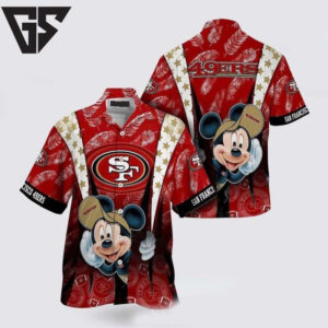 San Francisco 49ers Mickey’s Tropical Touchdown Hawaiian Shirt San Francisco 49ers Mickey’s Tropical Touchdown Hawaiian Shirt