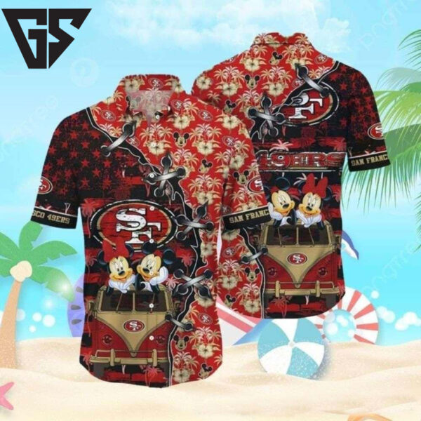 San Francisco 49ers Mickey And Minnie’s Island Escapade Hawaiian Shirt