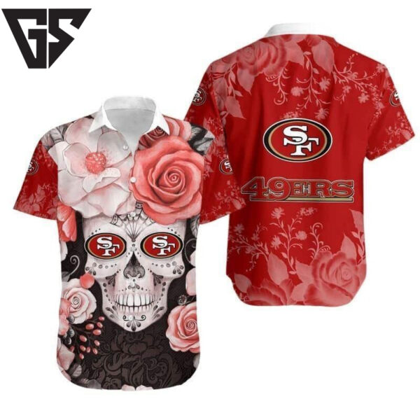 San Francisco 49ers Skull Rose Hawaiian Shirt
