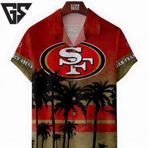 San Francisco 49ers Sunset Palms Tree Hawaiian Shirt San Francisco 49ers Sunset Palms Tree Hawaiian Shirt