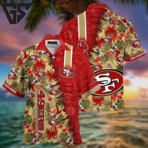 San Francisco 49ers Tropical Leaves Hawaiian Shirt San Francisco 49ers Tropical Leaves Hawaiian Shirt