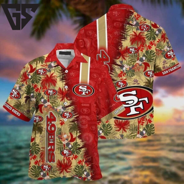 San Francisco 49ers Tropical Leaves Hawaiian Shirt