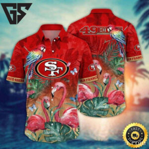 San Francisco 49ers Tropical Parrot And Flamingo Hawaiian Shirt San Francisco 49ers Tropical Parrot And Flamingo Hawaiian Shirt