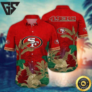 San Francisco 49ers Vintage Gold Rush Foliage Hawaiian Shirt San Francisco 49ers Vintage Gold Rush Foliage Hawaiian Shirt