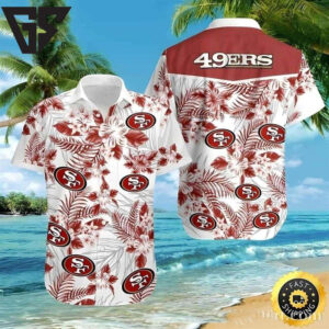 San Francisco 49ers White Floral Blitz Hawaiian Shirt San Francisco 49ers White Floral Blitz Hawaiian Shirt
