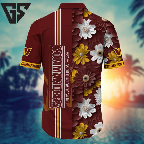 Washington Commanders Floral Stripe Hawaiian Shirt