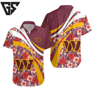 Washington Commanders Floral Wave Hawaiian Shirt