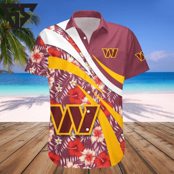 Washington Commanders Floral Wave Hawaiian Shirt