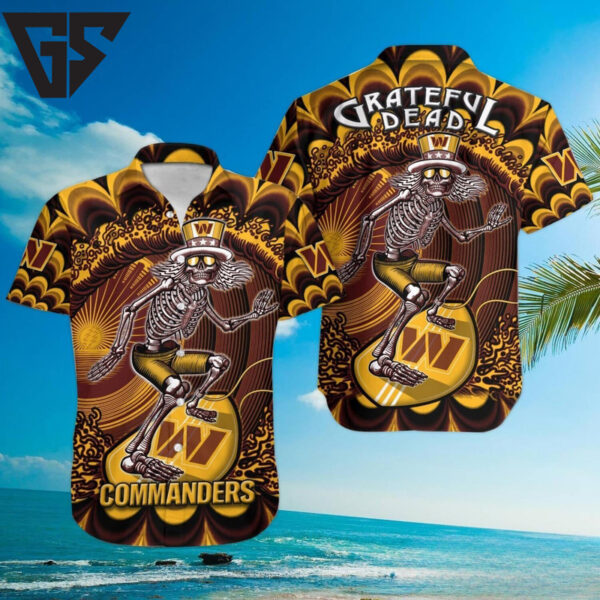 Washington Commanders Grateful Skeleton Hawaiian Shirt