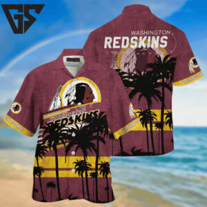 Washington Commanders Sunset Palms Hawaiian Shirt