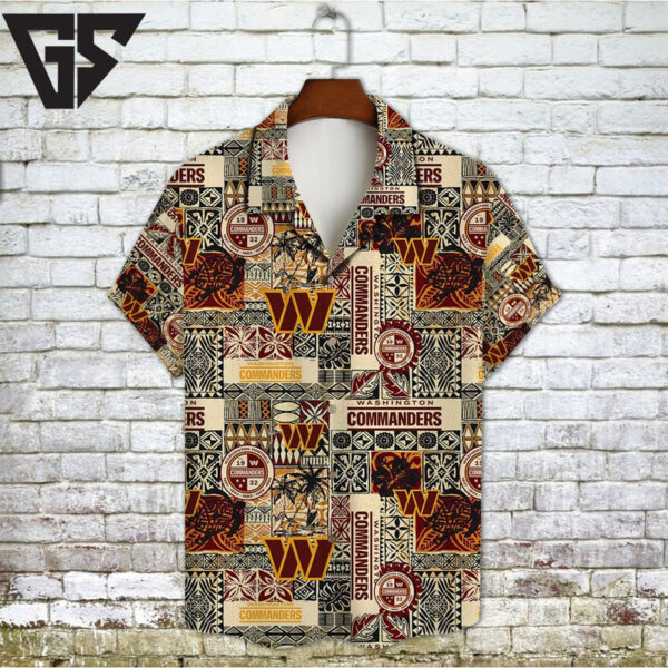 Washington Commanders Tribal Patchwork Hawaiian Shirt