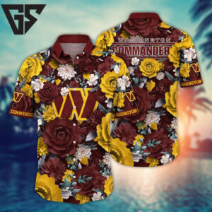 Washington Commanders Vintage Bloom Hawaiian Shirt