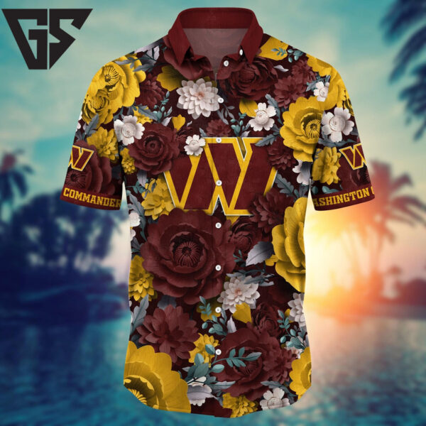 Washington Commanders Vintage Bloom Hawaiian Shirt