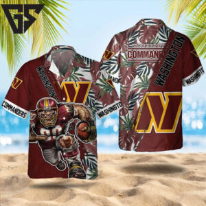 Washington Commanders Warrior Beach Hawaiian Shirt
