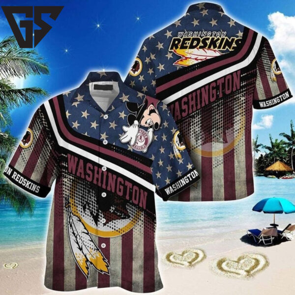Washington Redskins Mickey Patriotic Star Hawaiian Shirt