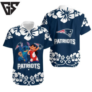 With New England Patriots Lilo And Stitch Hawaiian Shirt With New England Patriots Lilo And Stitch Hawaiian Shirt
