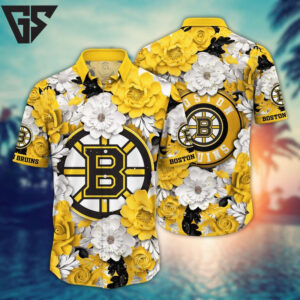 Boston Bruins Bright Bloom Hawaiian Shirt Boston Bruins Bright Bloom Hawaiian Shirt