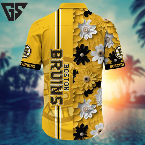 Boston Bruins Golden Stripe Floral Hawaiian Shirt