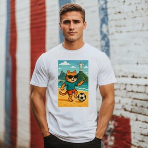 Cat Playing Football T-Shirt Cat Playing Football T-Shirt