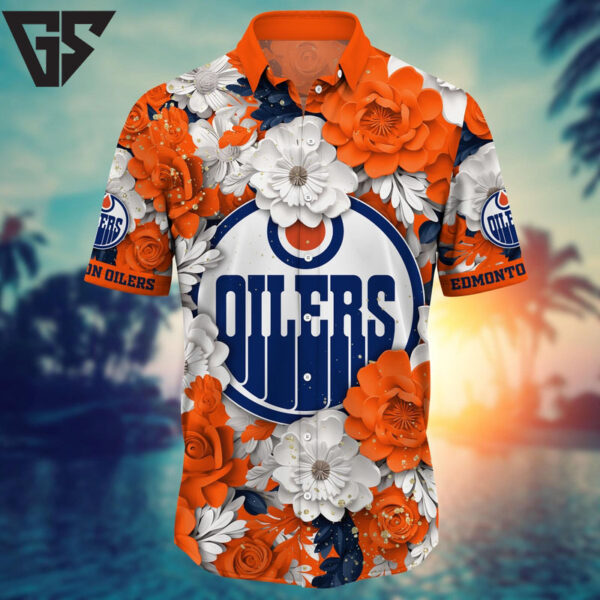 Edmonton Oilers Floral Blossom Hawaiian Shirt