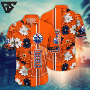 Edmonton Oilers Retro Floral Groove Hawaiian Shirt Edmonton Oilers Retro Floral Groove Hawaiian Shirt