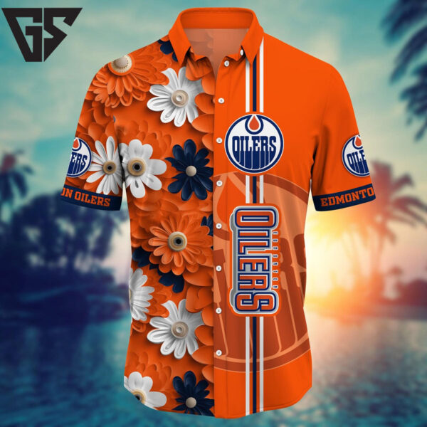 Edmonton Oilers Retro Floral Groove Hawaiian Shirt