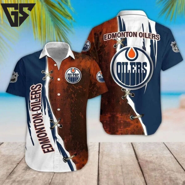 Edmonton Oilers Split Style Hawaiian Shirt