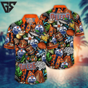 Edmonton Oilers Tiki Vibes Hawaiian Shirt Edmonton Oilers Tiki Vibes Hawaiian Shirt