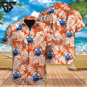 Edmonton Oilers Tropical Leaf Burst Hawaiian Shirt Edmonton Oilers Tropical Leaf Burst Hawaiian Shirt