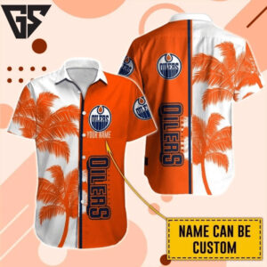 Edmonton Oilers Tropical Sunset Palm Hawaiian Shirt Edmonton Oilers Tropical Sunset Palm Hawaiian Shirt