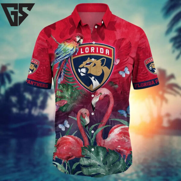 Florida Panthers Flamingo Parrot Hawaiian Shirt