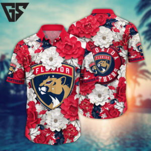 Florida Panthers Floral Majesty Hawaiian Shirt Florida Panthers Floral Majesty Hawaiian Shirt