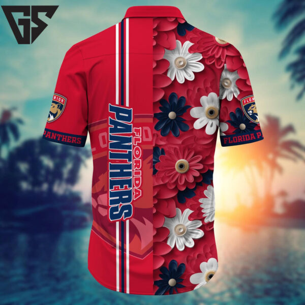Florida Panthers Floral Stripe Hawaiian Shirt