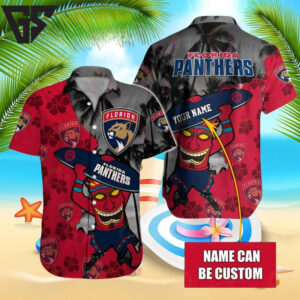 Florida Panthers Surfing Tiki Hawaiian Shirt Florida Panthers Surfing Tiki Hawaiian Shirt