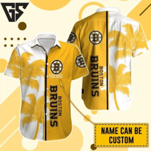Personalized Boston Bruins Golden Palm Hawaiian Shirt Personalized Boston Bruins Golden Palm Hawaiian Shirt