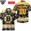 Personalized Boston Bruins Hibiscus Stripe Hawaiian Shirt