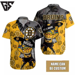 Personalized Boston Bruins Tropical Tiki Hawaiian Shirt Personalized Boston Bruins Tropical Tiki Hawaiian Shirt