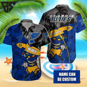 Personalized St. Louis Blues Tropical Surf Hawaiian Shirt Personalized St. Louis Blues Tropical Surf Hawaiian Shirt