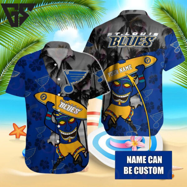Personalized St. Louis Blues Tropical Surf Hawaiian Shirt