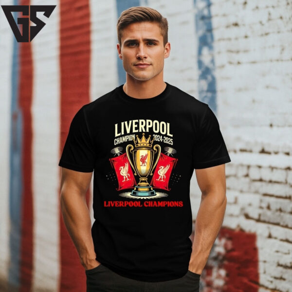 Premier League Liverpool Champions 2024 2025 Trophy T-Shirt